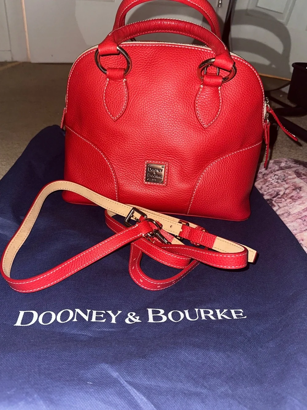 Dooney and Bourke red lucca leather domed satchel